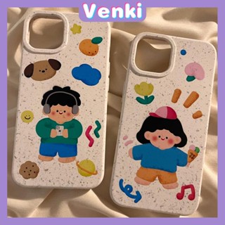 Venki - เข้ากันได้สำหรับ เคสไอโฟน เคสไอโฟน11 เคส iphone 11 กรณีเป็นมิตรกับสิ่งแวดล้อมย่อยสลายได้กันกระแทกป้องกันคู่ชายหญิงลูกสุนัขส้มเข้ากันได้กับ iPhone 14 PRO MAX 13 PRO MAX 12 PRO MAX 11 XR XS 7 8