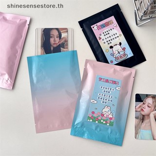 Shine ถุงซิปล็อคพลาสติก แบบพกพา สีฟ้า สีชมพู ไล่โทนสี สําหรับใส่เครื่องประดับ เครื่องเขียน 10 ชิ้น