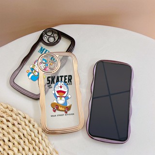 เคสโทรศัพท์มือถือแบบนิ่ม ใส กันกระแทก ลายโดราเอมอน คลื่น หรูหรา สําหรับ Infinix Note 12 G96 Hot 9 10 11 12 Play Hot 11S