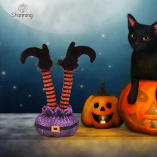 Shanrong halloween ขาแม่มด ผ้าฝ้ายนุ่ม สีม่วง สีเขียว สําหรับตกแต่งปาร์ตี้ฮาโลวีน คริสต์มาส