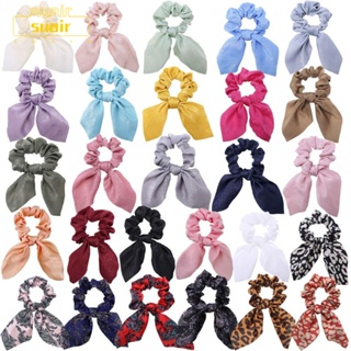 Suair 5 ชิ้น ยางรัดผม สีพื้น ยืดหยุ่น โบ ที่คาดผม ผ้า Scrunchies ที่คาดผม ผู้หญิง เด็กผู้หญิง