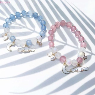 Koryes Cinnamoroll สร้อยข้อมือสุนัข น่ารัก เครื่องประดับมือ โซ่ ดวงจันทร์ แฟนสาว สร้อยข้อมือคริสตัล กําไลข้อมือ สไตล์เกาหลี