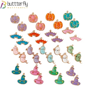 Buttterfly จี้รูปฟักทอง ผี ค้างคาว ฮาโลวีน อัลลอย DIY สําหรับผู้หญิง 34 ชิ้น