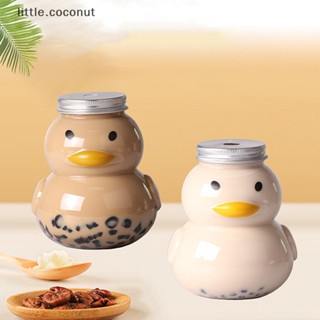 [little.coconut] ขวดใส่เครื่องดื่ม แบบใส รูปเป็ดน่ารัก ใช้แล้วทิ้ง ขนาด 500 มล. สําหรับทําน้ําผลไม้ น้ําผึ้ง ลูกอม DIY