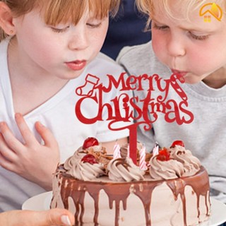 การ์ดแทรกตัวอักษร "Merry Christmas" สําหรับตกแต่งเค้ก ขนมหวาน คัพเค้ก DIY