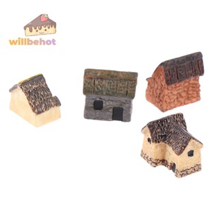 [WillbehotT] ชุดบ้านกระท่อมหินจิ๋ว สําหรับตกแต่งสวน 4 ชิ้น ต่อชุด [ใหม่]