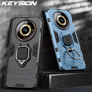 Keysion เคสโทรศัพท์ ซิลิโคนนิ่ม กันกระแทก พร้อมแหวนขาตั้ง PC สําหรับ Realme 11 Pro + 5G Narzo 60 Pro 60 5G