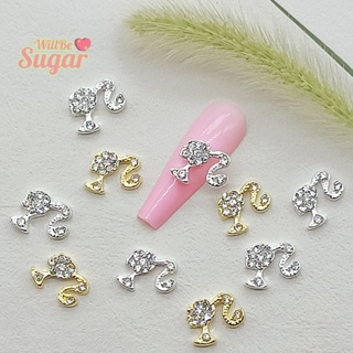 [WillBesugarT] สติกเกอร์ติดตกแต่งเล็บ อัลลอย รูปหางม้า เจ้าหญิง บาร์บี้ สีทอง และสีเงิน DIY 10 ชิ้น