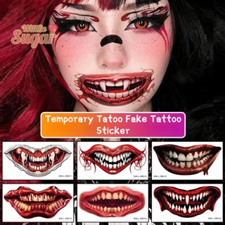 [WillBesugarT] สติกเกอร์รอยสักชั่วคราว ลาย Happy Halloween Scar Lips Smile Flash กันน้ํา สําหรับผู้ชาย และผู้หญิง [ใหม่]