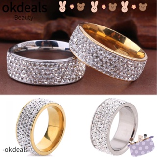 Okdeals แหวนสเตนเลส ฝังเครื่องประดับแฟชั่น