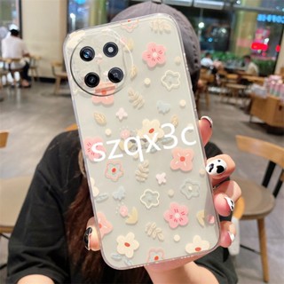 เคสโทรศัพท์ซิลิโคน TPU นิ่ม แบบใส กันกระแทก ปิดด้านหลัง ลายดอกไม้ สไตล์โรแมนติก สําหรับ Realme 11 NFC 4G 11 Pro+ Pro 5G C51 C53 C55 2023