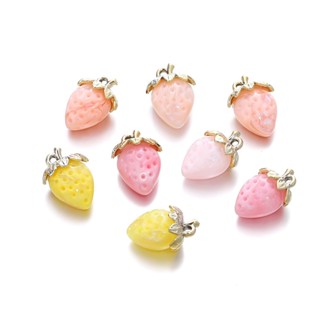 ลูกปัดผลไม้สตรอเบอร์รี่  2-5ชิ้น อะคริลิคสีสัน งานDIYสร้อยข้…