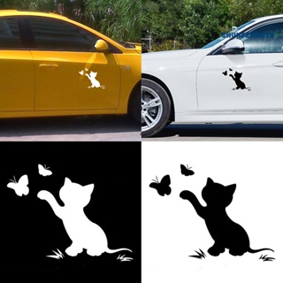 [CFGY] สติกเกอร์ไวนิล ลายแมว ผีเสื้อ ตลก สําหรับตกแต่งรถยนต์ รถบรรทุก