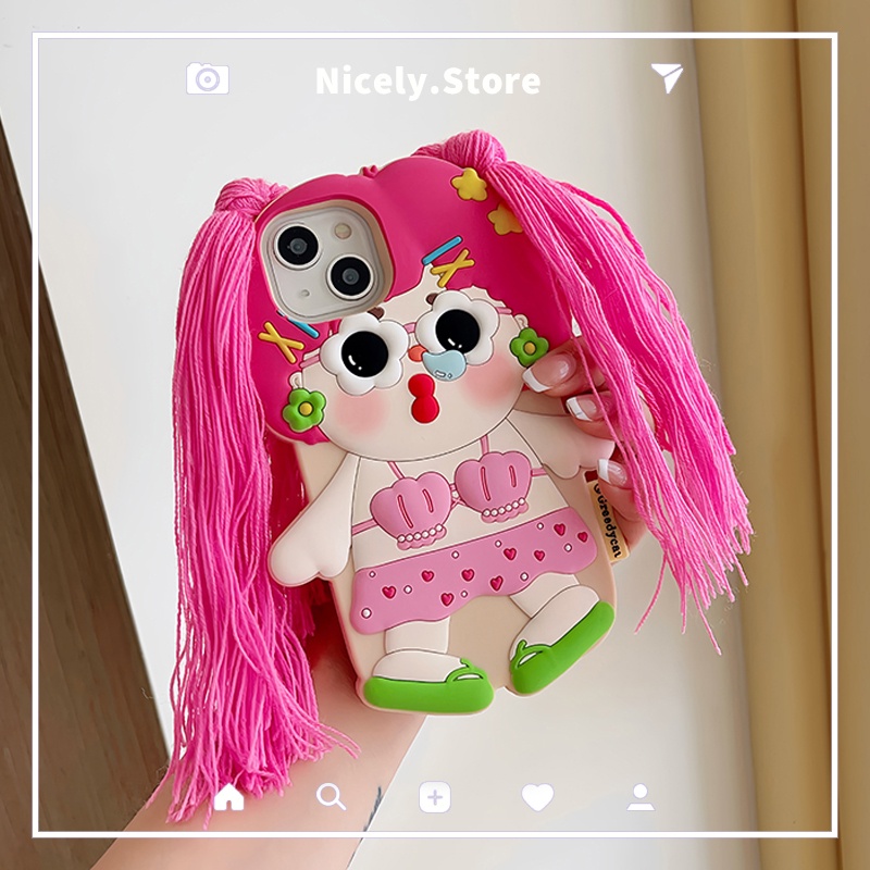 เคสโทรศัพท์มือถือ ซิลิโคนถัก หนา กันกระแทก แต่งรูขนาดใหญ่ DIY สําหรับ iPhone 15 14 13 12 Pro Max 11