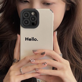เคสโทรศัพท์มือถือหนังแกะนิ่ม กันตก ลาย Hello English เรียบง่าย สําหรับ Iphone 11Pro MAX 14 PRO MAX 11 12 13 6 7 8plus XR Xmax