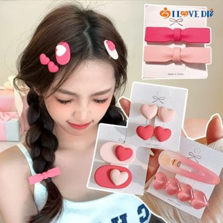 กิ๊บติดผมหน้าม้า รูปหัวใจ สีชมพู สําหรับผู้หญิง Y2K 1 2 ชิ้น