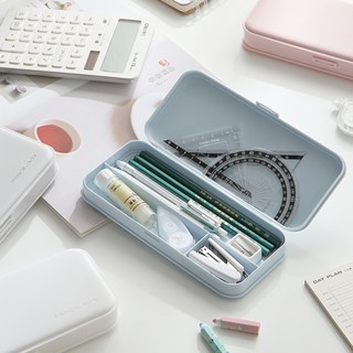 Ins Style กล่องดินสอ PP สีมาการอง เรียบง่าย อเนกประสงค์ สําหรับนักเรียนประถม เก็บเครื่องเขียน
