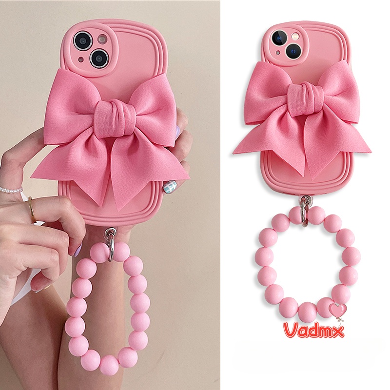 เคสโทรศัพท์มือถือ ซิลิโคนนิ่ม ผิวด้าน ป้องกันกล้อง ลายบาร์บี้ 3D ประดับโบว์ พร้อมจี้ หรูหรา สําหรับ iPhone 14 Pro Max 14 Plus 13 Pro Max 13 12 Mini