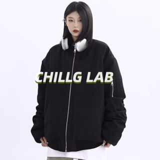 CHILLG LAB เสื้อแจ็คเก็ตผู้ชายสไตล์อินเรียบง่ายและเป็นที่นิยมแบบตรงแขนยาวเทรนด์ขี้เกียจอารมณ์ใหม่สไตล์ญี่ปุ่นแบบสั้น