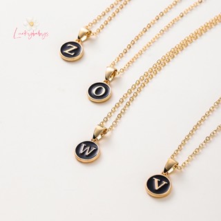 Luckybabys&gt; จี้ตัวอักษรภาษาอังกฤษ โลหะ สีดํา ปรับแต่งตัวอักษร จี้ Initial A-Z สร้อยคอโช้คเกอร์ โซ่ เครื่องประดับ สําหรับผู้หญิง ผู้ชาย ใหม่