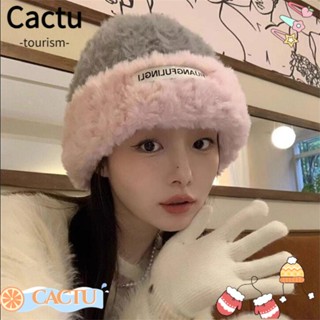 Cactu หมวกบีนนี่ ให้ความอบอุ่น ฤดูหนาว หมวกตุ๊กตาหนา หมวกกะโหลกน่ารัก สําหรับผู้หญิง