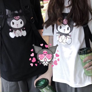 เสื้อยืดแขนสั้น พิมพ์ลายการ์ตูน Sanrio Kuromi น่ารัก สไตล์ญี่ปุ่น เหมาะกับฤดูร้อน สําหรับผู้หญิง [ZXL]