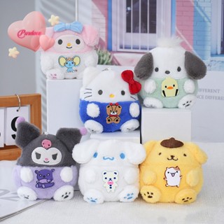 SANRIO Purelove&gt; ใหม่ กระเป๋าเป้สะพายหลัง กระเป๋าใส่เหรียญ ผ้ากํามะหยี่ขนนิ่ม ลายอนิเมะ My Melody Kt Cat Purin Dog Kuromi น่ารัก สําหรับเด็กผู้หญิง