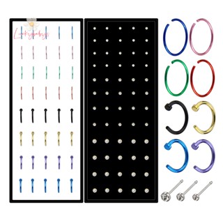 Luckybabys&gt; 40/100 ชิ้น สเตนเลส ทรงตัว C ตรง สตั๊ดจมูก สําหรับผู้หญิง ชุดแหวนจมูก แฟชั่น คริสตัล จมูก ร่างกาย เครื่องประดับใหม่