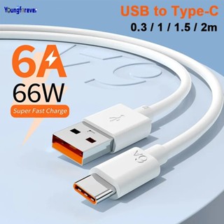 สายเคเบิลชาร์จโทรศัพท์มือถือ USB Type C 6A 66W 0.25 0.3 1 1.5 2 ม. ชาร์จเร็ว