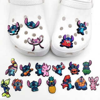 การ์ตูน สีฟ้า Stitch Jibbitz อะนิเมะ Jibits สําหรับ Croc Pin Lilo และ Stitch Jibitz Crocks สําหรับเด็ก ที่เสียบรองเท้า เครื่องประดับตกแต่งรองเท้า