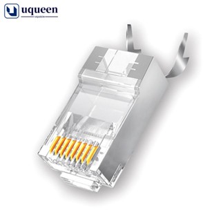 Uqueen ตัวเชื่อมต่อผ่าน RJ45 Cat8 Cat7 &amp; Cat6A 8P8C 50UM ชุบทอง FTP/STP 1 ชิ้น | Rj45 โมดูลาร์ปลั๊กเครือข่าย - 1.5 มม. Q9R3