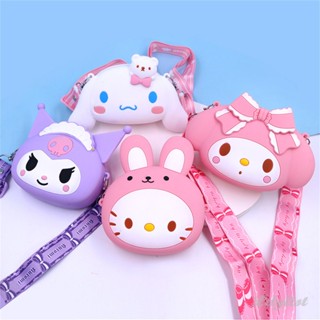 ✿ กระเป๋าสะพาย Sanrio Hello Kitty Kulomi Melody กระเป๋าใส่เหรียญซิลิโคนสำหรับเด็ก กระเป๋าสะพายข้างแบบพกพา กระเป๋าถือตุ๊กตาน่ารัก ของขวัญวันเกิดเด็ก