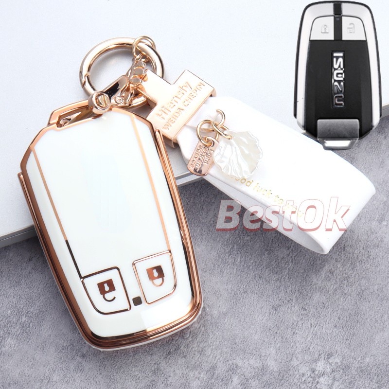 เคสกุญแจรีโมทรถยนต์ TPU พร้อมพวงกุญแจ สําหรับ ISUZU X รูปที่ 3