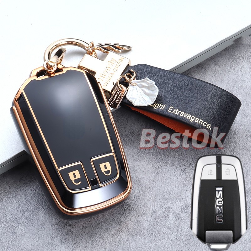 เคสกุญแจรีโมทรถยนต์ TPU พร้อมพวงกุญแจ สําหรับ ISUZU X รูปที่ 4