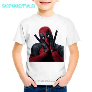 ใหม่ เสื้อยืดแขนสั้น ผ้าฝ้าย พิมพ์ลาย Marvel Deadpool แฟชั่นฤดูร้อน สําหรับเด็กผู้ชาย 2023