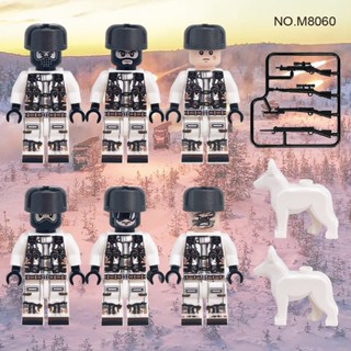 6 ชิ้น / เซต Snowfield Commandos ทหาร Minifigures หิมะพราง Infantry ตุ๊กตาอาคารบล็อกอุปกรณ์เสริมเด็กประกอบของเล่นเพื่อการศึกษาลดราคา JY