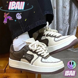 IBAII.  ใหม่สุภาพสตรีนักเรียนรองเท้าสีขาวรอบนิ้วเท้ารองเท้ากีฬาลำลอง