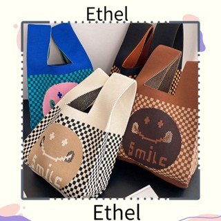 Ethel1 กระเป๋าถือ กระเป๋าสะพายไหล่ ผ้าถัก ใช้ซ้ําได้ สําหรับผู้หญิง