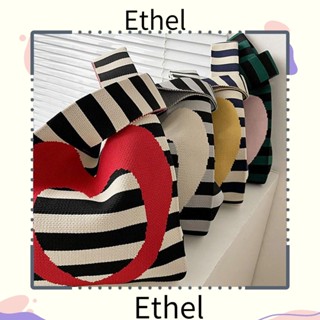 Ethel1 กระเป๋าถือลําลอง ผ้าถัก แฮนด์เมด ทรงโท้ท