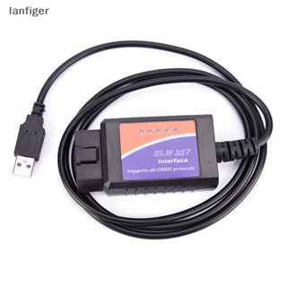 Lanf ELM327 เครื่องสแกนเนอร์วินิจฉัยรถยนต์ USB OBD2 สีดํา สําหรับ Windows PC Computer EN