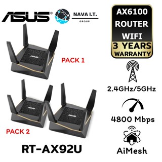 COINSคืน15%⚡FB9JMZV6⚡ ASUS RT-AX92U WIRELESS AX6100 TRI-BAND WIFI 6 - รับประกันสินค้า 3 ปี