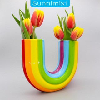 [Sunnimix1] แจกันดอกไม้เรซิ่น สีรุ้ง สไตล์มินิมอล สําหรับตกแต่งโต๊ะ ออฟฟิศ