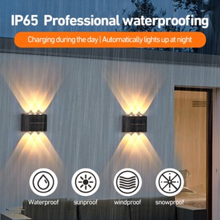 16LED Soalr wall lampLed ค่าไฟ0บาทติดบันได รั้วบ้าน เพิ่มความสวยงาม  โคมไฟติดผนังภายนอก ไฟตกแต่ง
