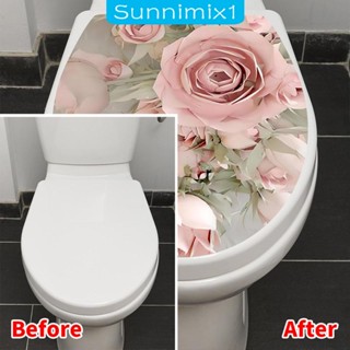 [Sunnimix1] สติกเกอร์ติดฝาชักโครก ลายดอกไม้ มีกาวในตัว สําหรับตกแต่งห้องน้ํา