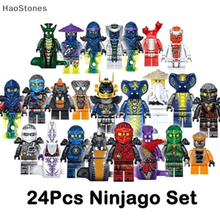 Haostones ชุดของเล่นตัวต่อฟิกเกอร์ Ninjago Kai Jay Sensei Wu Master 24 ชิ้น