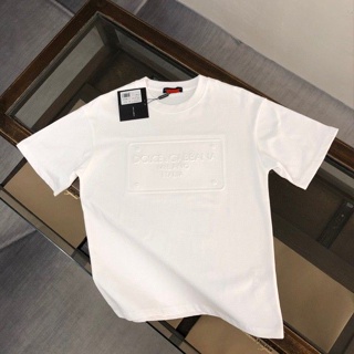 ERG8 mens white T-shirt correct 2023s new 3D embossed letter logo simple round neck spring and summer half-sleeved shirt