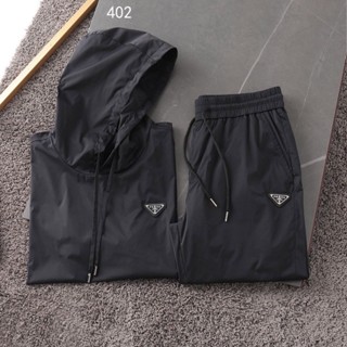 3V7S PA 2023 spring and summer light and thin hooded short-sleeved trousers casual mens suit