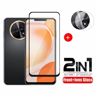 2 in 1 ฟิล์มกระจกนิรภัยกันรอยหน้าจอ สําหรับ Huawei Nova Y91 Y90 Y71 Y70 Y61 Y 91 Y 90 Y 71 Y 70 Y 61 NovaY91 NovaY90 เลนส์กล้องด้านหลัง กระจกนิรภัย ป้องกันเต็มรูปแบบ ฟิล์มด้านหน้า