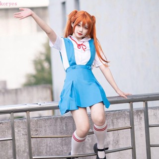 Koryes ชุดคอสเพลย์ ชุดฮาโลวีน ชุดเครื่องแบบ เสื้อมัดผม ชุด Rei Ayanami Asuka ถุงน่อง Asuka Langley Soryu ชุดอนิเมะ