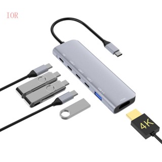 Ior 6 in 1 ฮับ Type C พร้อม USB 3 1 PD100W HDMI4K เอาท์พุต สําหรับแล็ปท็อป โทรศัพท์